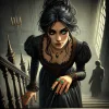 DALL·E 2025-07-16 15.59.55 - A dark fantasy illustration of a middle-aged noblewoman walking ...webp
